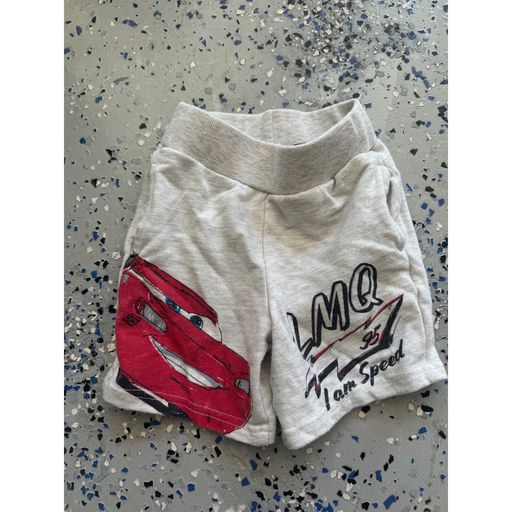 Disney Pixar Cars Lightning McQueen Boys Gray Shorts Size 3T Toddler Rare AOP